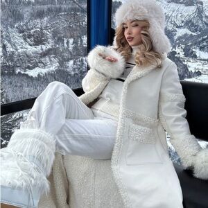 Fashionnova Calling Again Faux Leather Shearling Trench Maxi Coat White *blogger